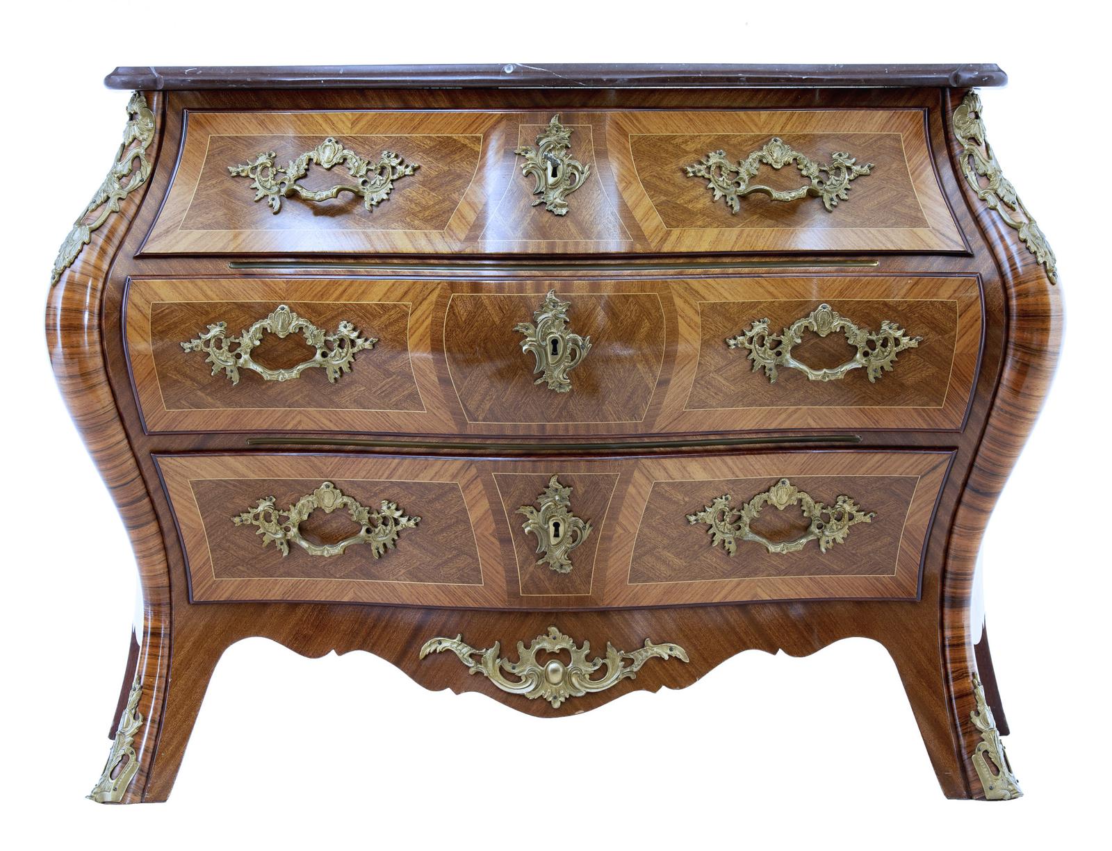 Mid 20th Century Rococo Revival Bombe Kingwood Mahogany Chest of Drawers (1 of 10)