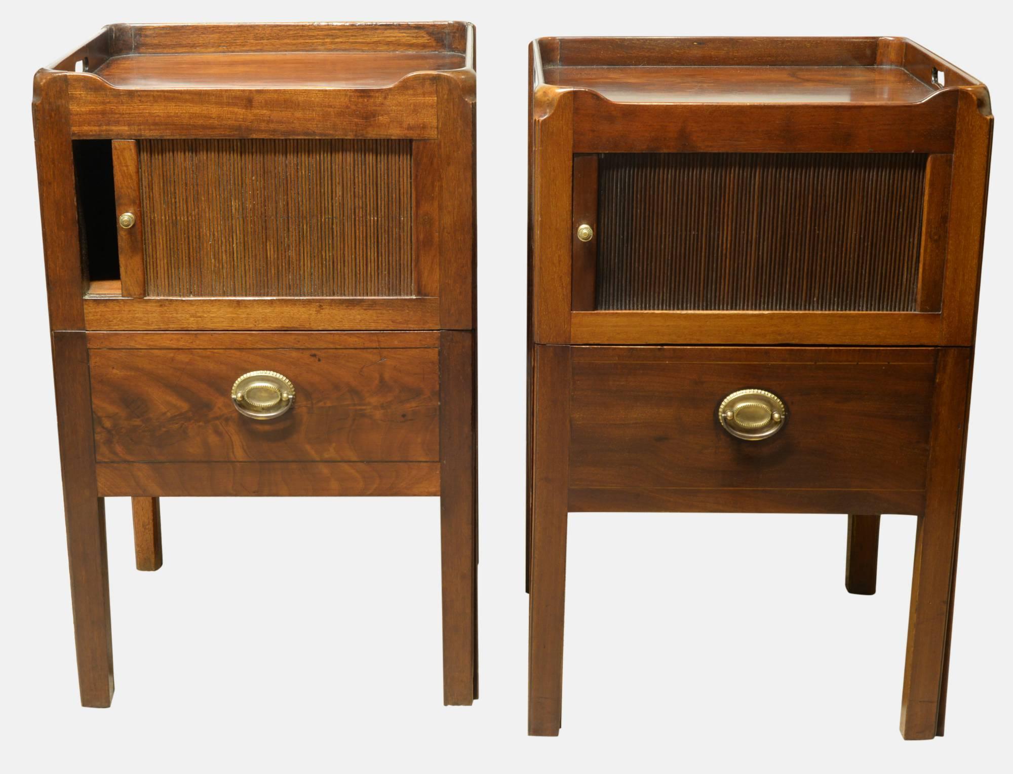 Pair of Georgian Mahogany Tambour Fronted Commodes (1 of 1) Pair of Georgian Mahogany Tambour Fronted Commodes (1 of 1)