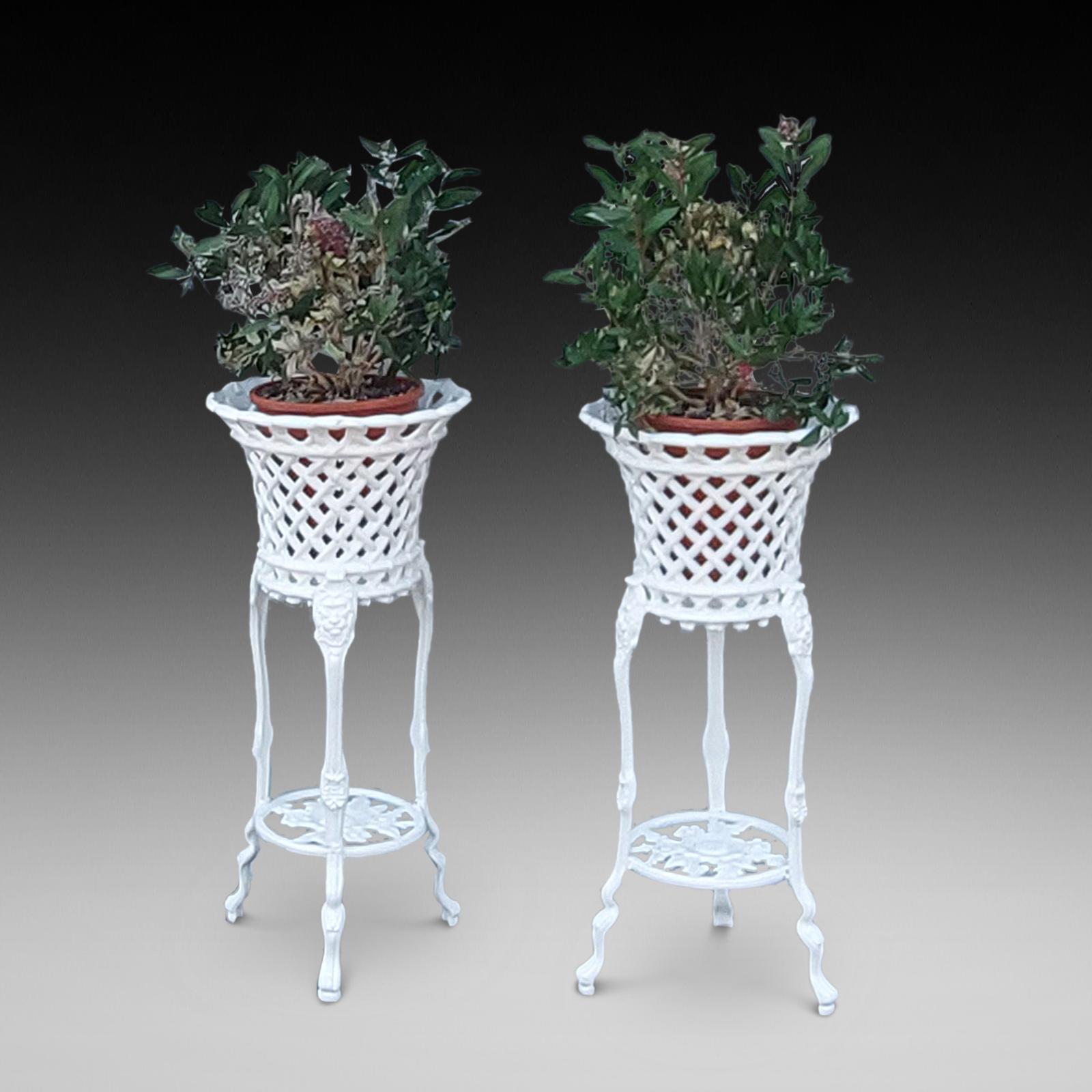 Pair of Victorian Latticework Cast Iron Planters (1 of 9) Pair of Victorian Latticework Cast Iron Planters (1 of 9)