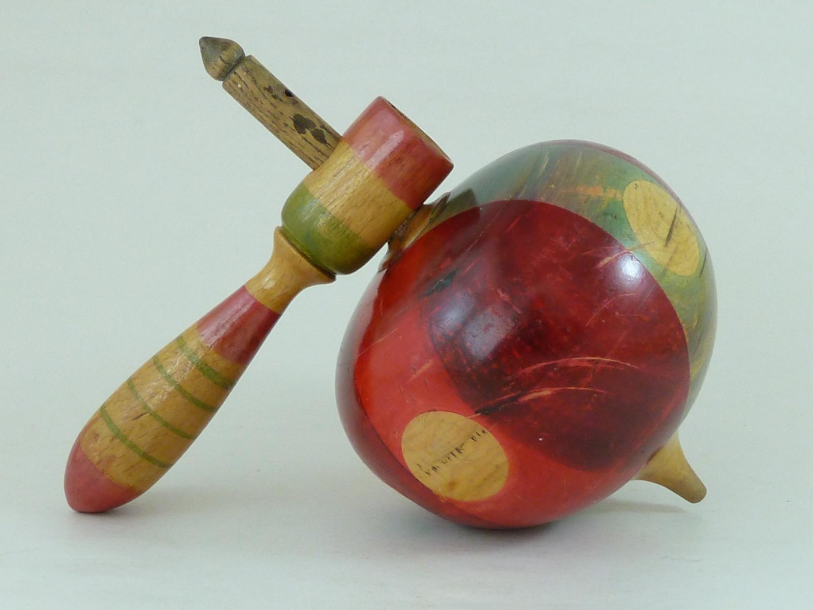 Large French Humming Spinning Top Turned Wood Treen (1 of 6)