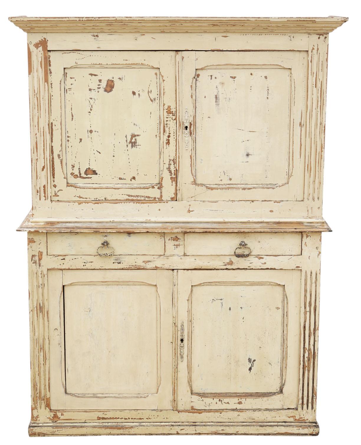 Quality Antique 19th Century Distressed Cream Painted Cupboard Sideboard Dresser (1 of 10) Quality Antique 19th Century Distressed Cream Painted Cupboard Sideboard Dresser (1 of 10)