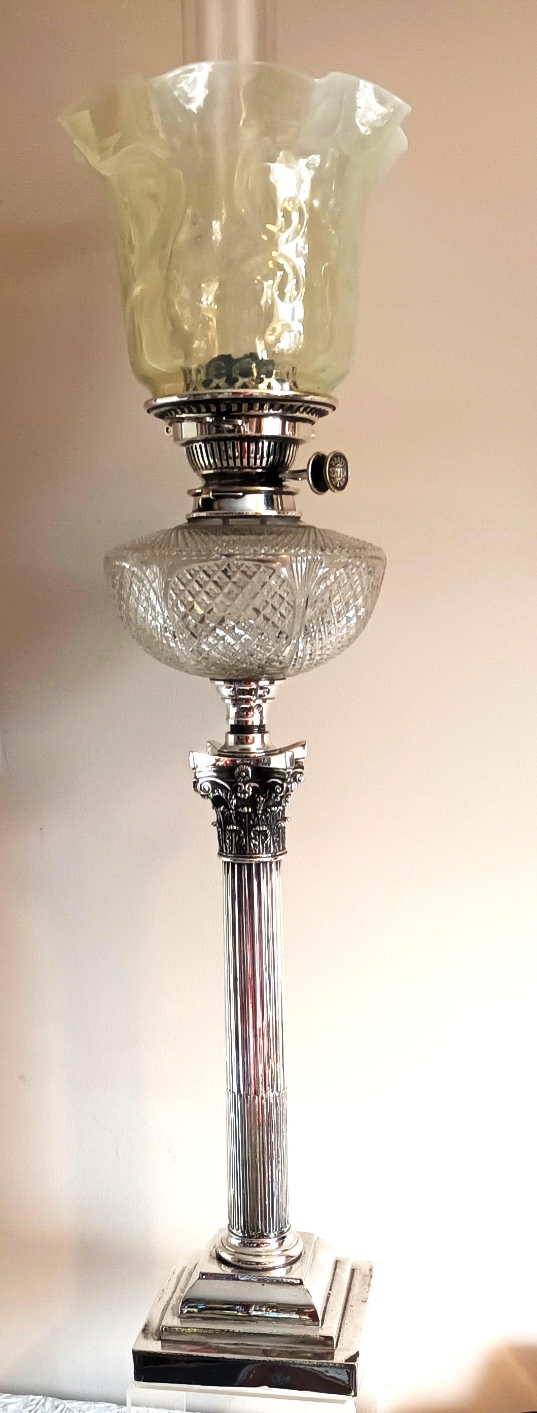 Antique Victorian "Hinks" Silver Plated Oil Lamp (1 of 8)