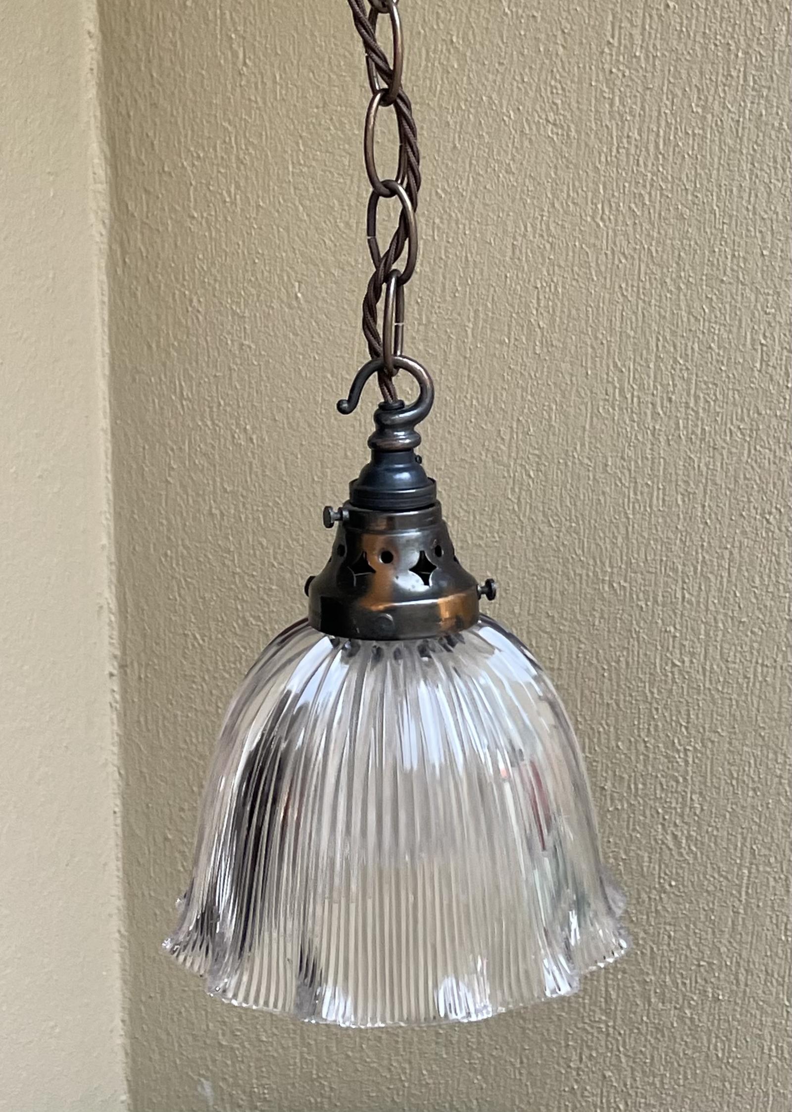 Large Edwardian Holophane Light Pendant (1 of 6)