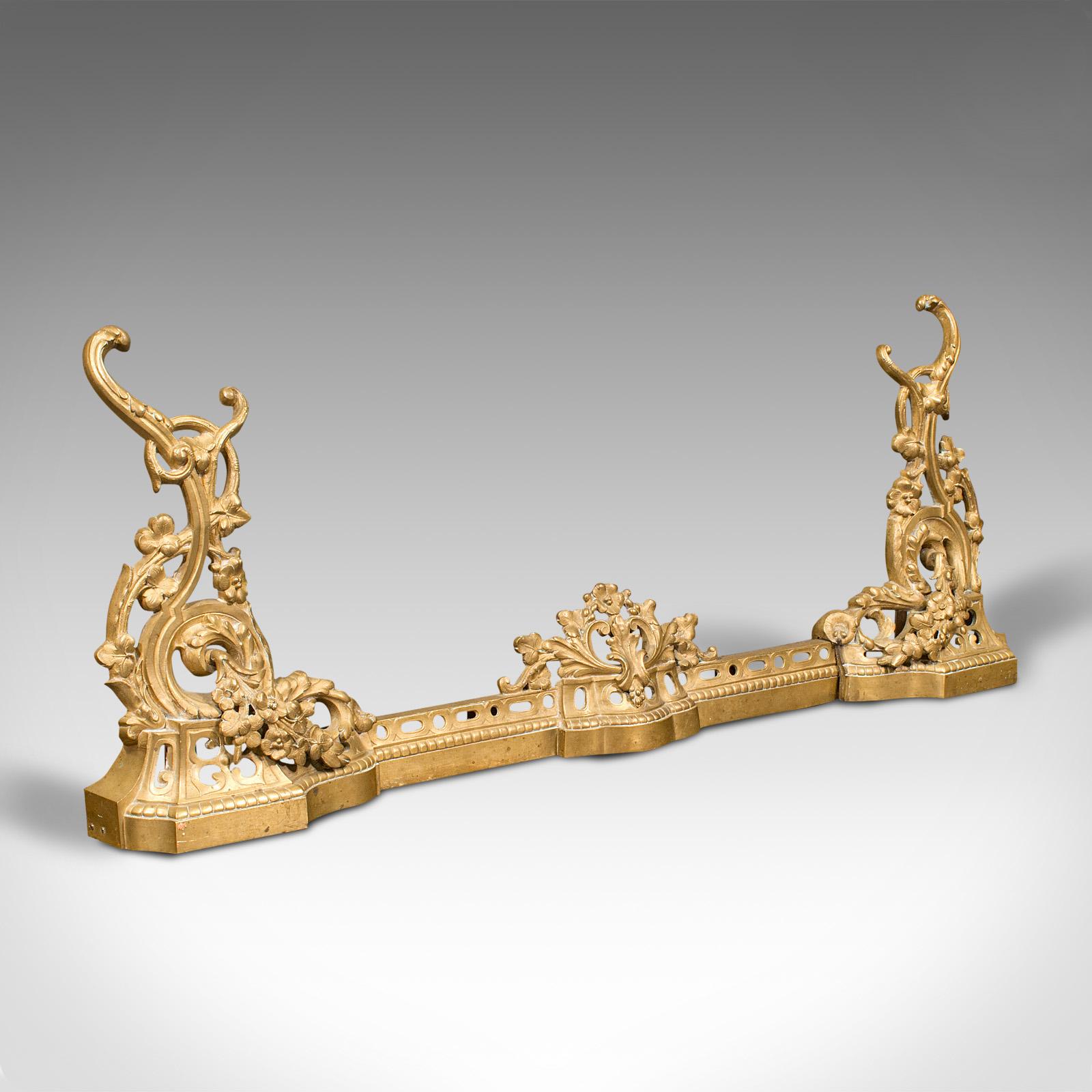 Antique Adjustable Fire Kerb, English, Fireplace Fender, Art Nouveau, Victorian (1 of 10)