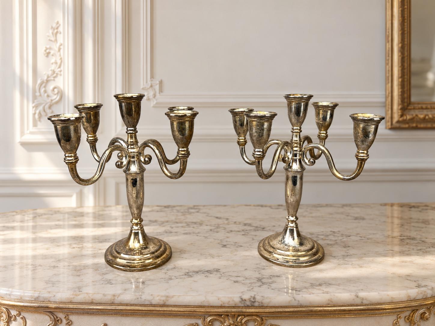 Pair of Candelabras Vintage Metal Five Arm Candle Holders (1 of 15) Pair of Candelabras Vintage Metal Five Arm Candle Holders (1 of 15)