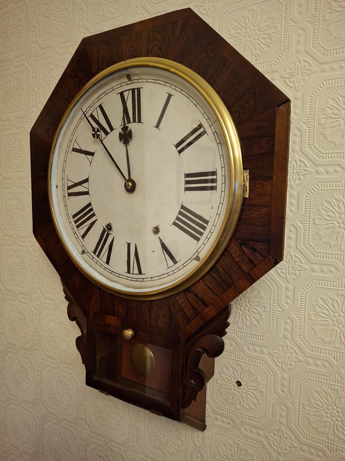 Rosewood Octagonal Drop-dial Wall Clock (1 of 4)
