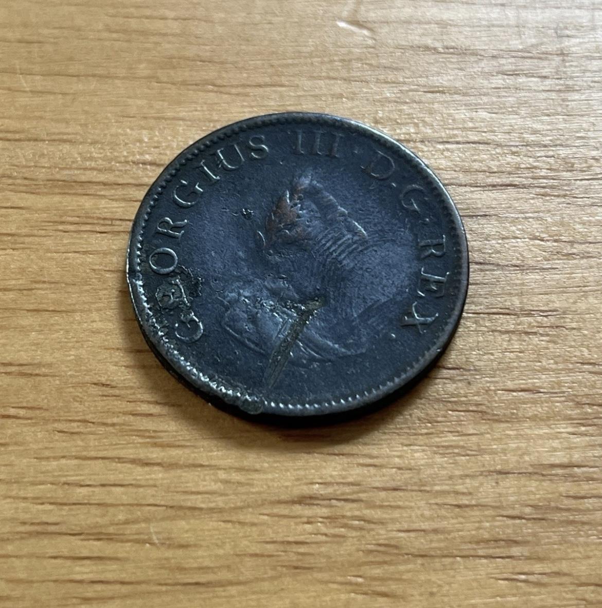 1805 Ireland UK King George III  1/2 Penny Coin (1 of 2)