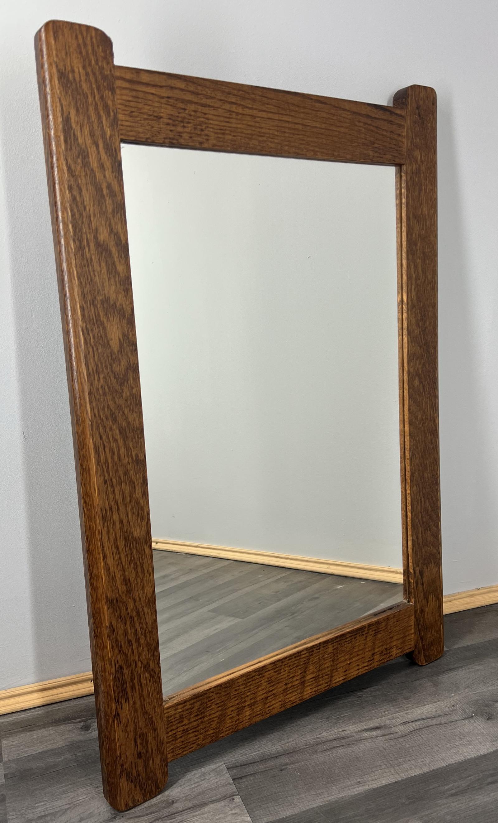 Vintage Solid Oak Wall Mirror | Rustic Wooden Frame Rectangular (1 of 4)