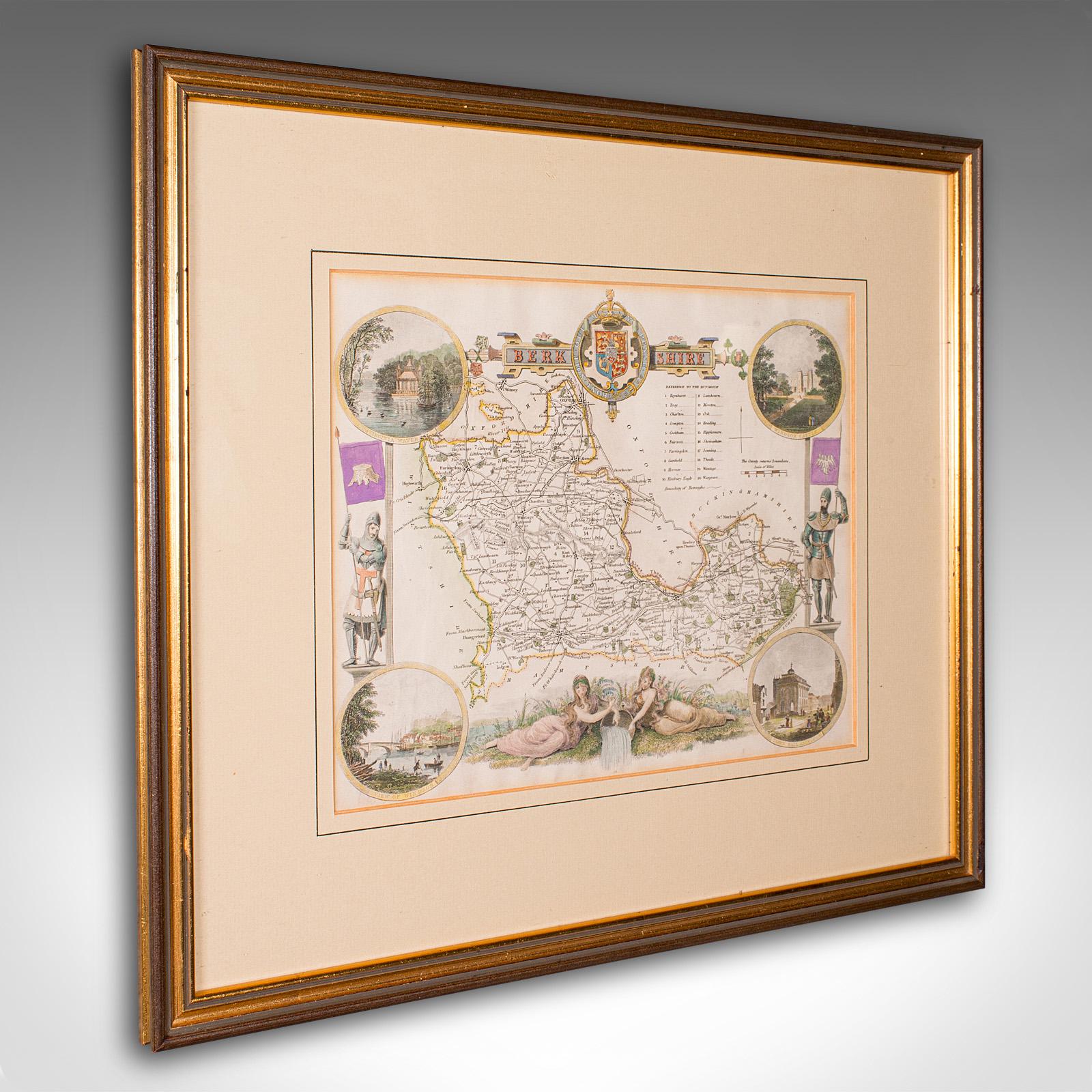 Antique Berkshire Map, English County, Framed Engraving, Cartography, Lithograph (1 of 12)