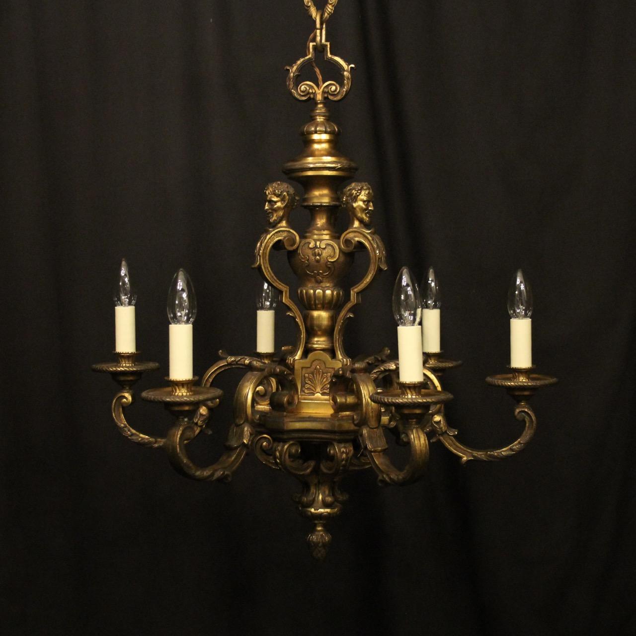 French Gilded Bronze 6 Light Antique Chandelier (1 of 10)