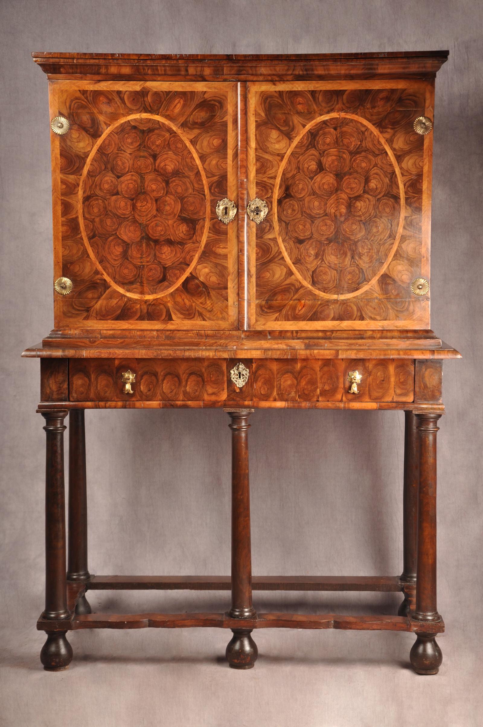 17th Century Olive Wood Oyster Cabinet (1 of 31)