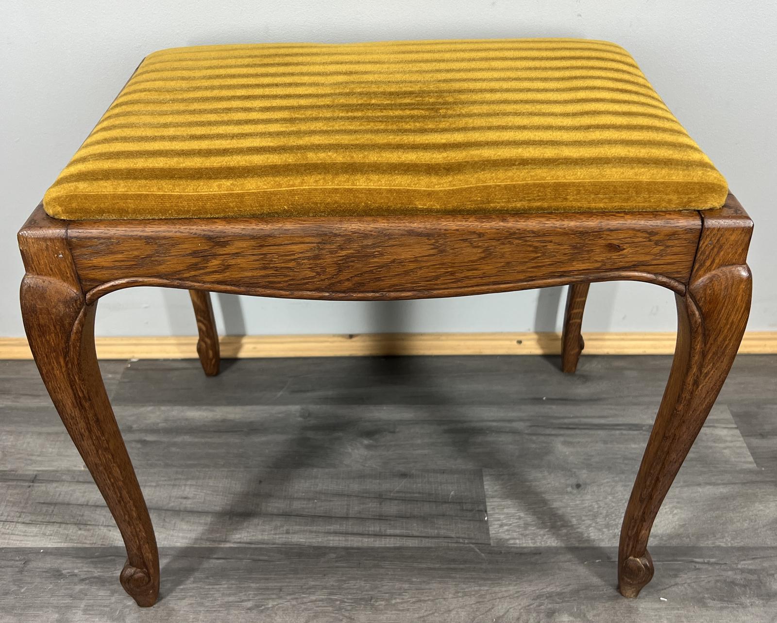 Footstool Vintage French Style Oak Table Stool Upholstered Seat (1 of 8)