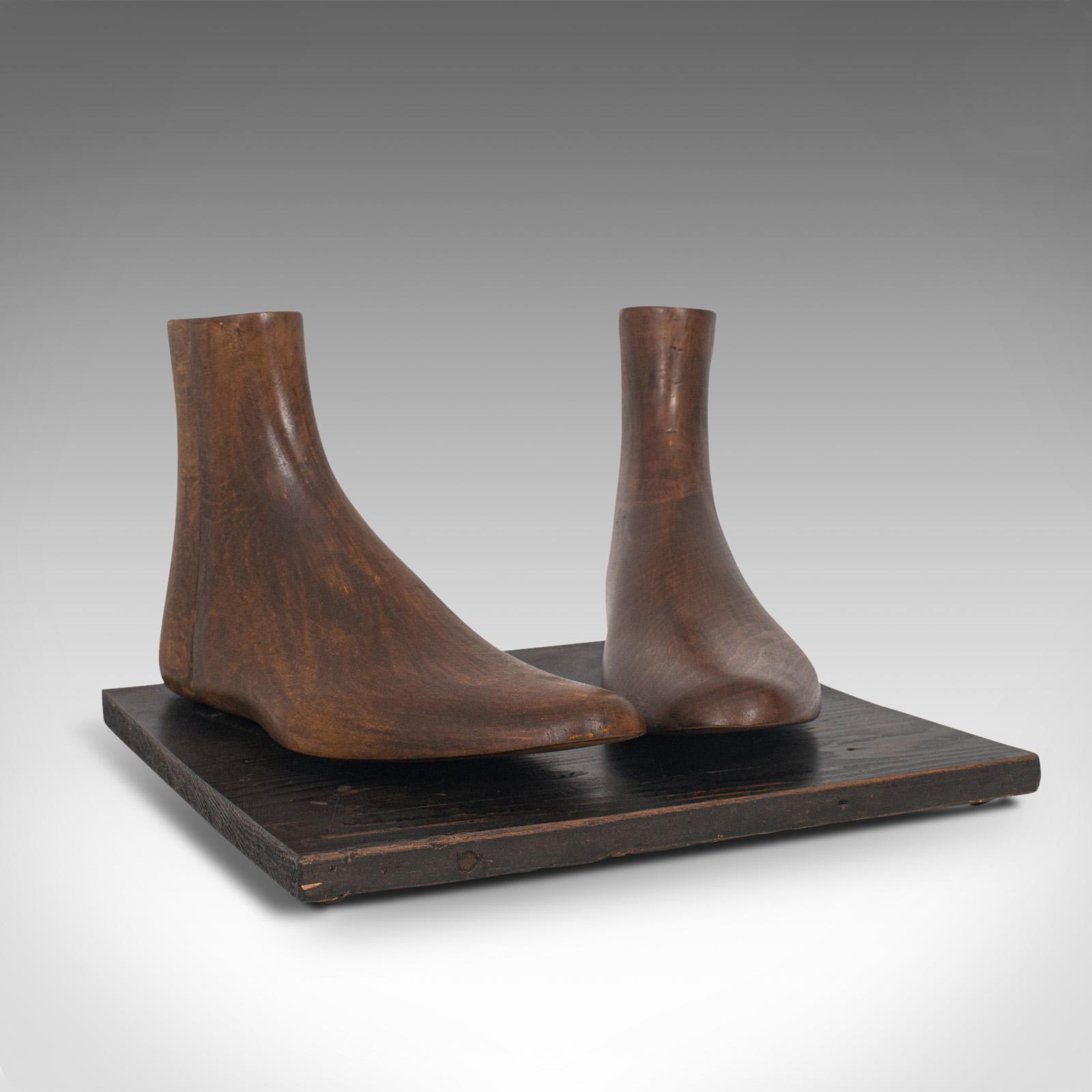 Decorative Pair of, Antique Shoe Lasts, English, Beech, Display, Edwardian, 1910 (1 of 12)