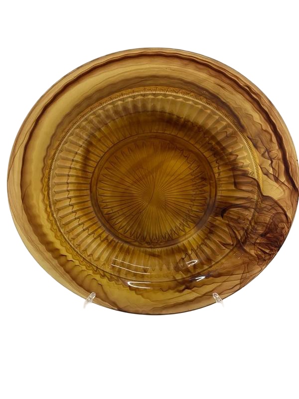 Art Deco Davidson Amber Cloud Glass Platter – Brown Marbled Sunburst, 30cm (1 of 4) Art Deco Davidson Amber Cloud Glass Platter – Brown Marbled Sunburst, 30cm (1 of 4)
