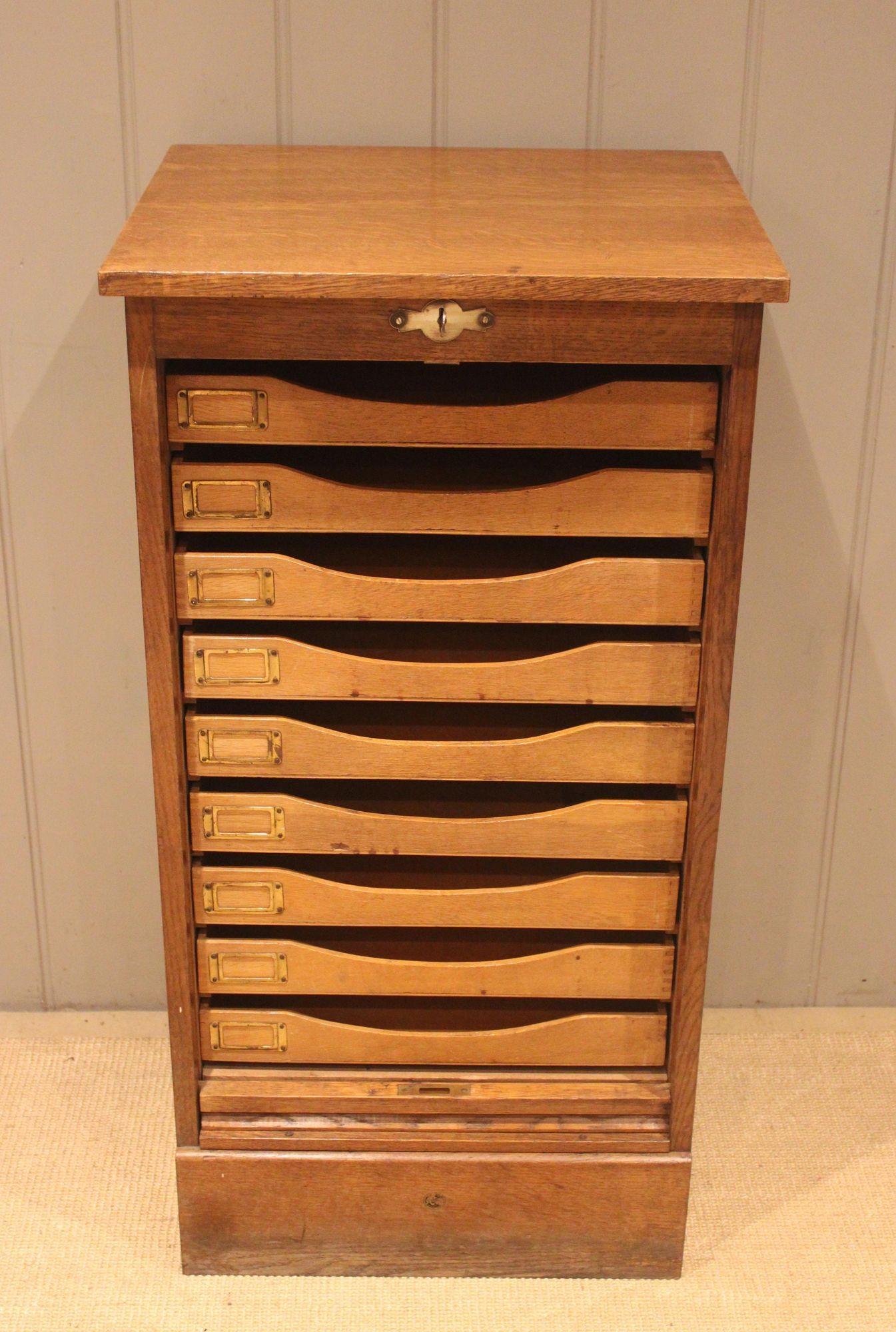 Single Oak Tambour Front Filing Cabinet (1 of 10) Single Oak Tambour Front Filing Cabinet (1 of 10)