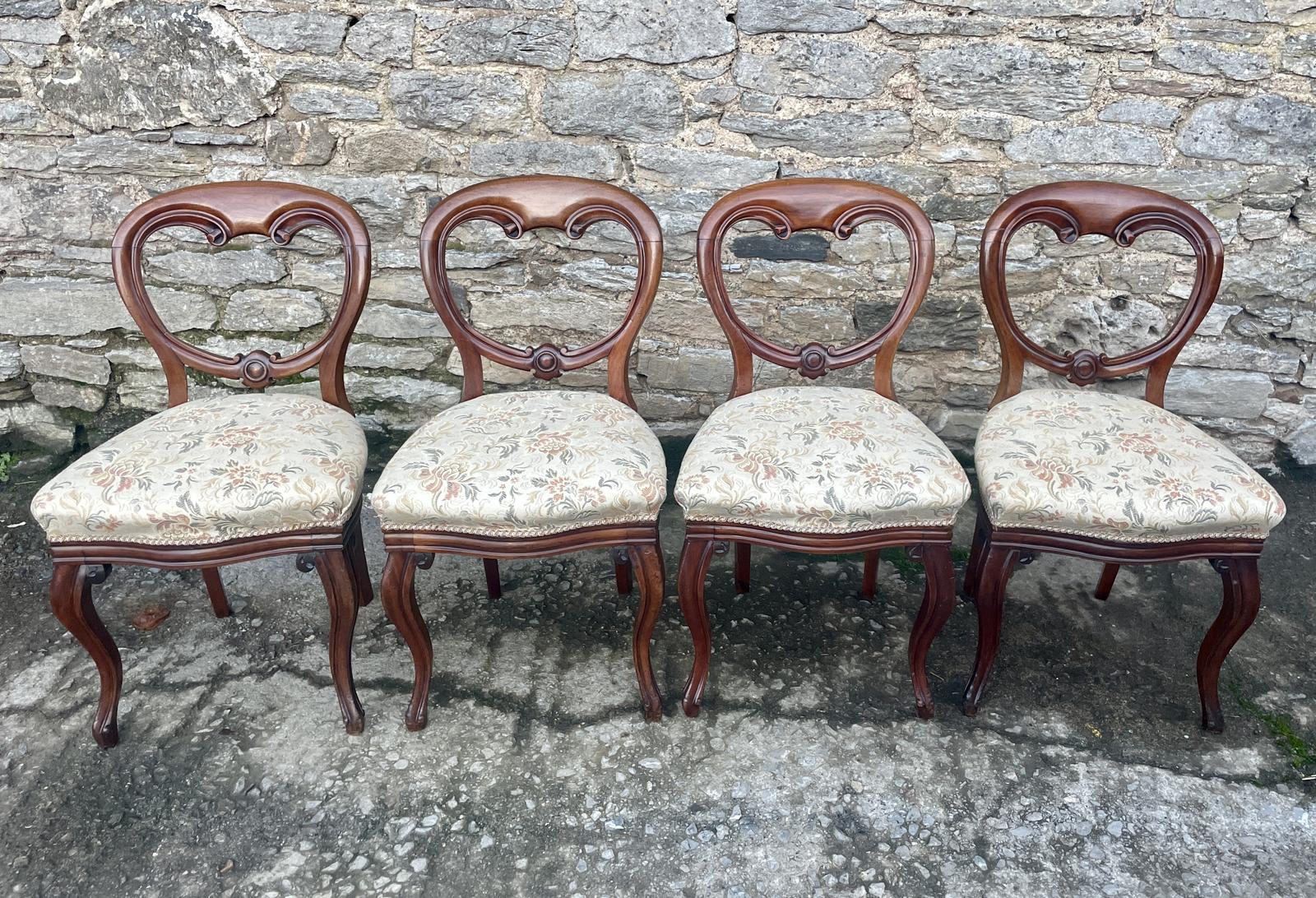 Set of 4 Victorian Mahogany Balloon Back Chairs (1 of 17)