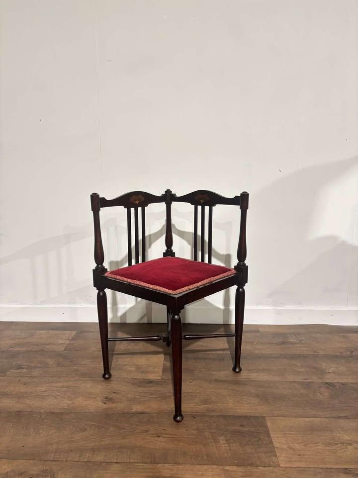Edwardian Inlaid Mahogany Corner Chair (1 of 13)