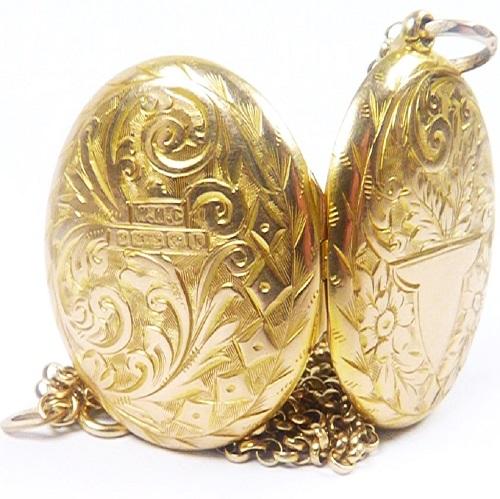 Ornate 375 Gold Antique Locket Necklace (1 of 11)