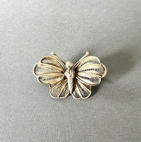 Victorian Silver Filigree Butterfly Brooch (1 of 5)