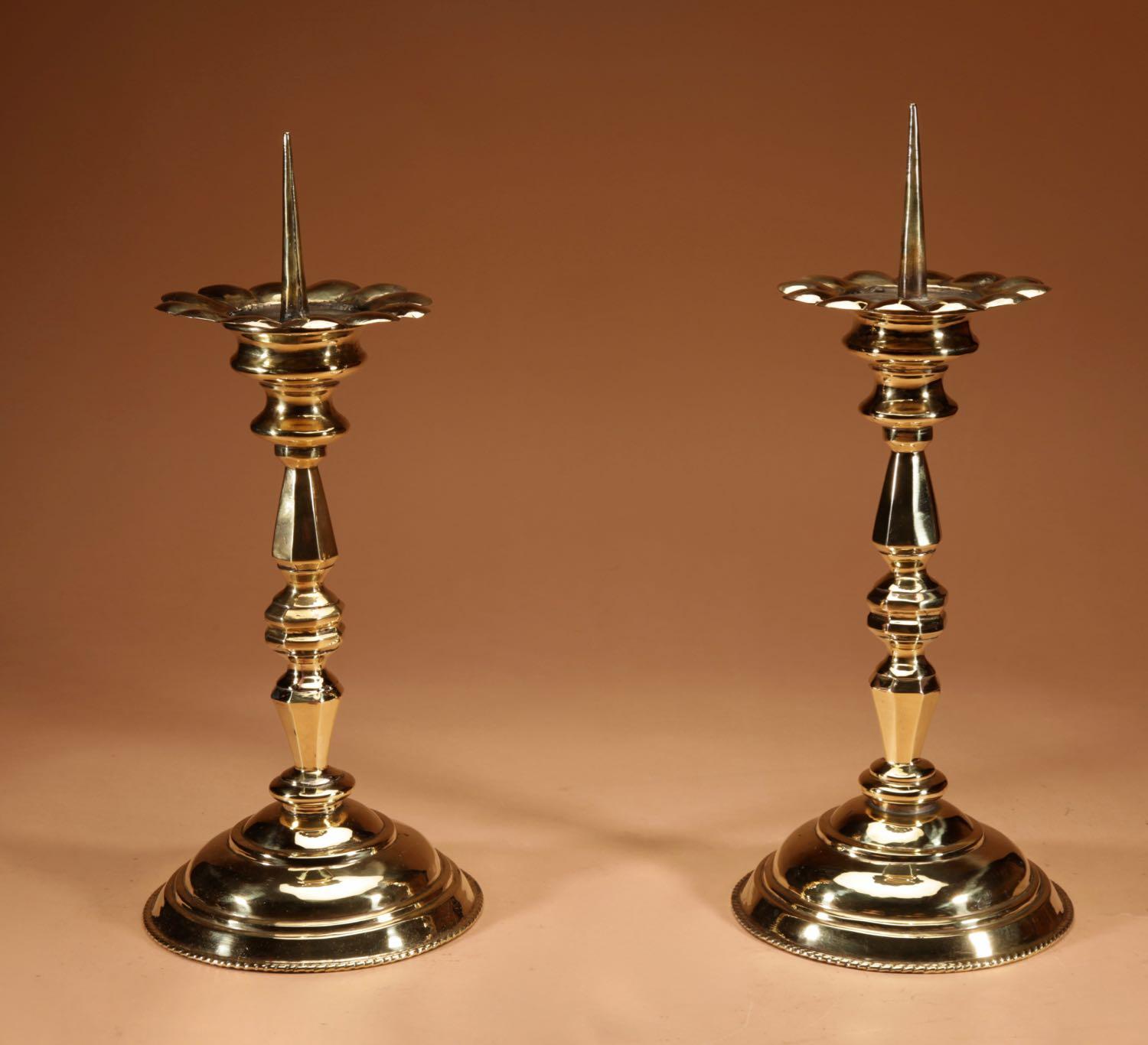 A Pair Of Brass Pricket Candle Sticks, 18th Century (1 of 8)