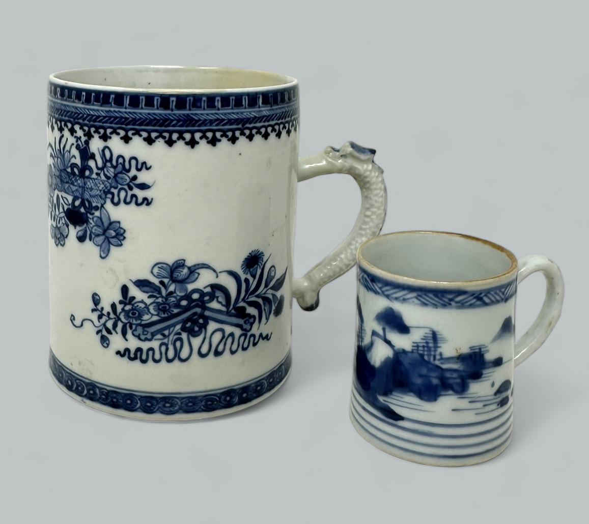 Antique Chinese Export Blue White Qing Dynasty Beer Tankard Childs Mug - 18th Century (1 of 9)