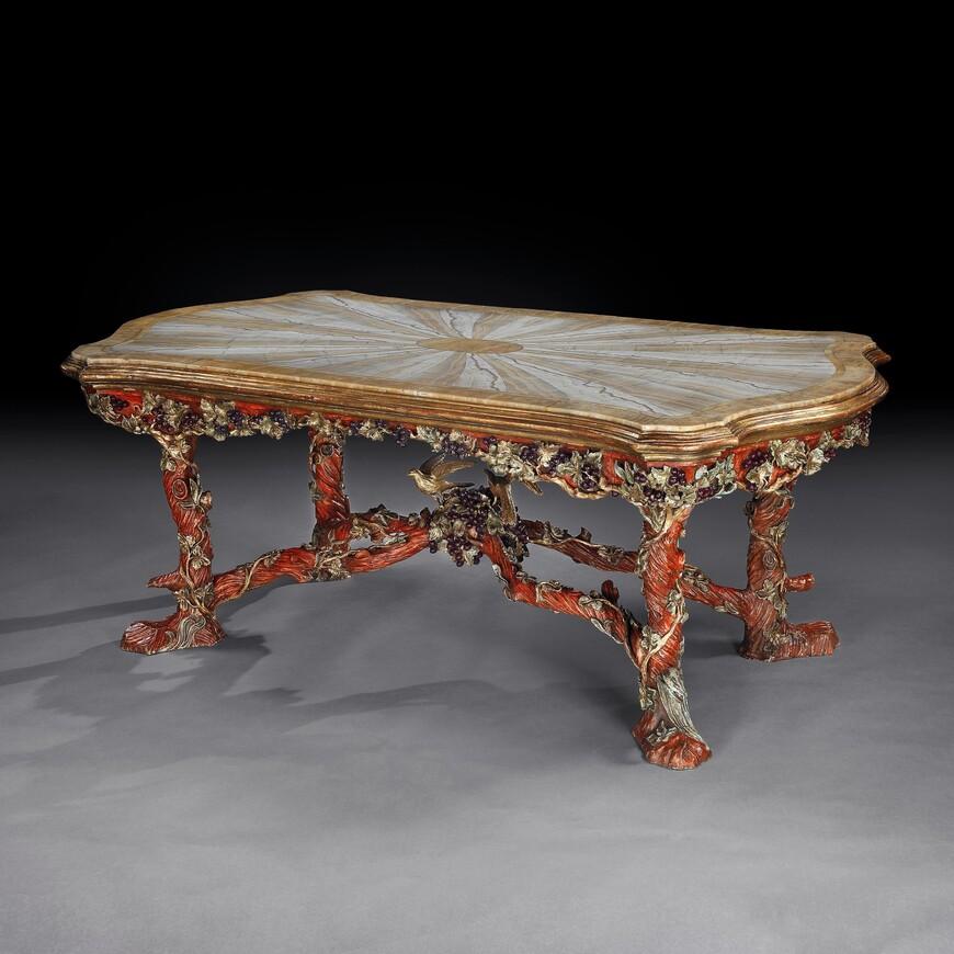 Outstanding Italian Carved Wood Polychrome Centre Table with Onyx Top by Amulet Bertoni (1 of 13) Outstanding Italian Carved Wood Polychrome Centre Table with Onyx Top by Amulet Bertoni (1 of 13)
