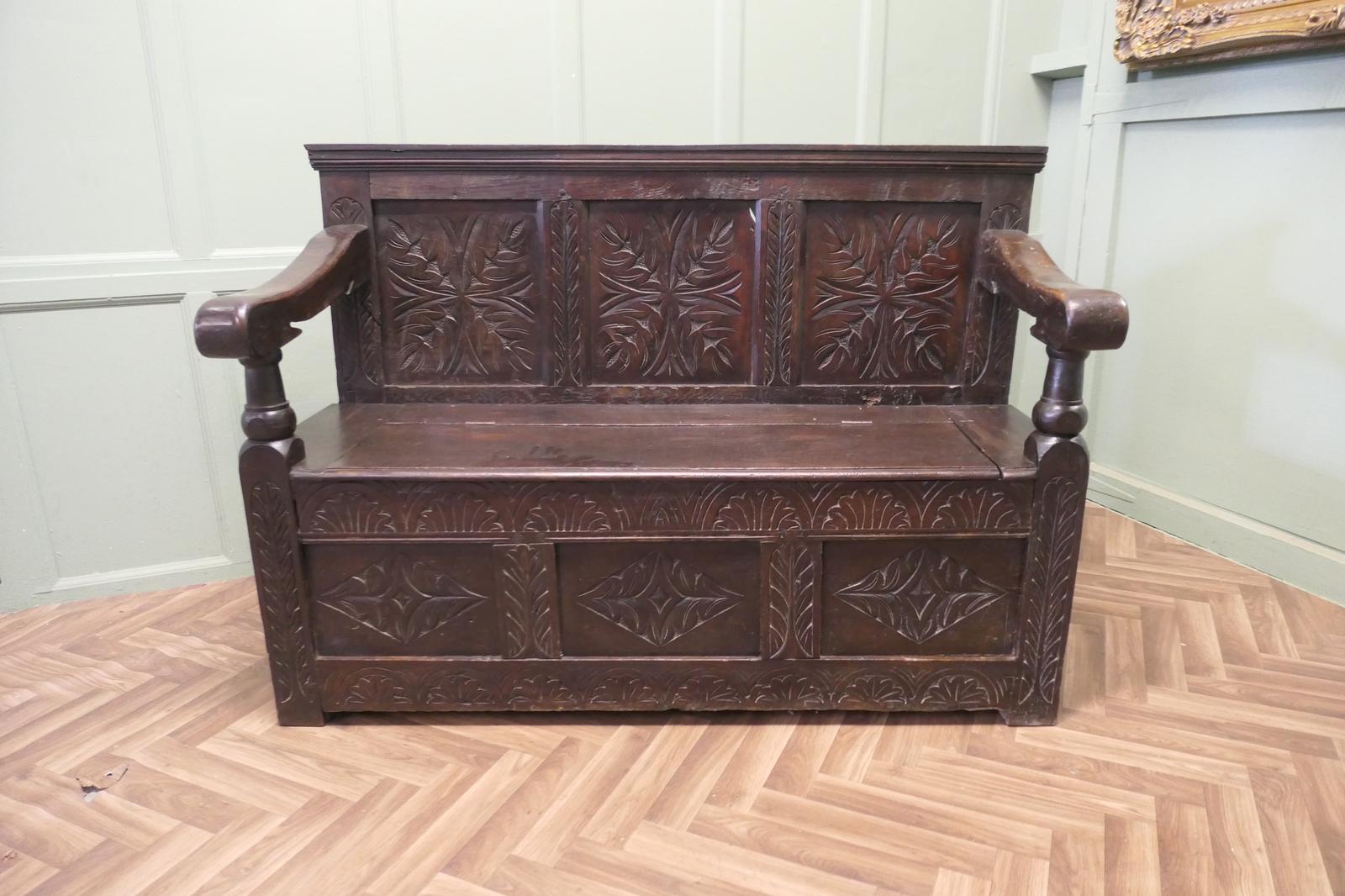 A 17th Century High Back Oak Box Settle (1 of 6)