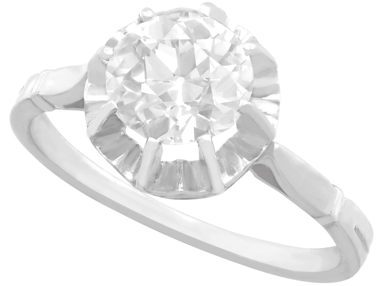 1.48ct Diamond & 18ct White Gold Solitaire Ring - Antique French (1 of 11)