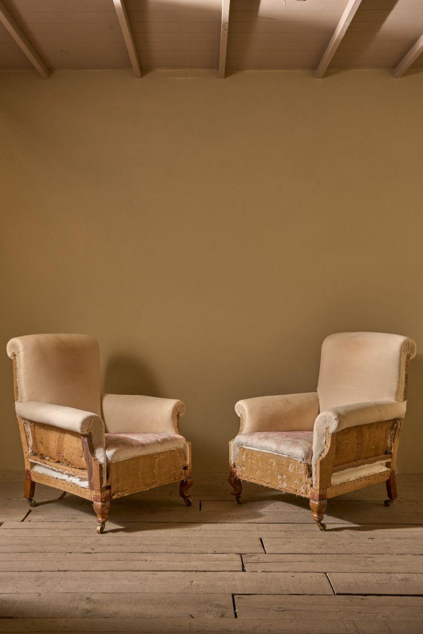 Pair of English Country House Scroll Back Armchairs c.1900 (1 of 5) Pair of English Country House Scroll Back Armchairs c.1900 (1 of 5)