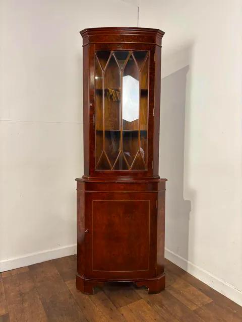 Reproduction Walnut Glazed Corner Display Cabinet (1 of 11) Reproduction Walnut Glazed Corner Display Cabinet (1 of 11)