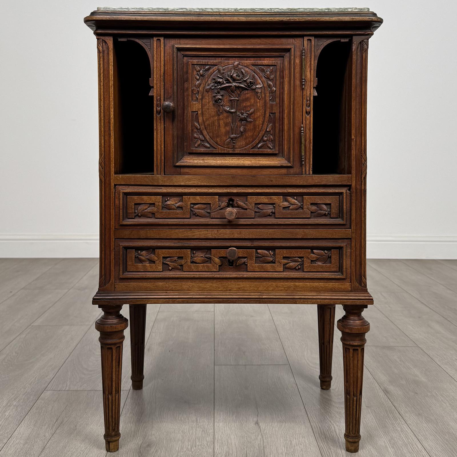 Antique 19th Century French Marble Top Cabinet in Walnut (1 of 12)