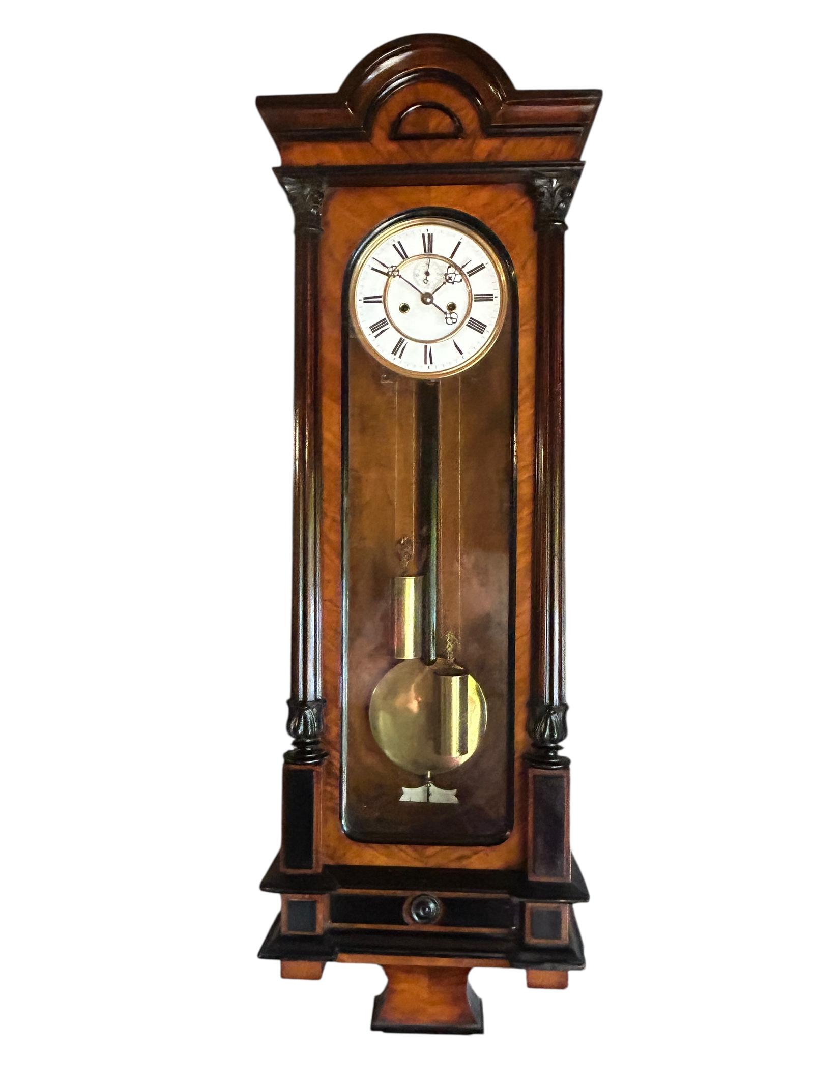 Fabulous Gustav Becker Vienna Twin Weight Wall Clock ca.1890 (1 of 10)
