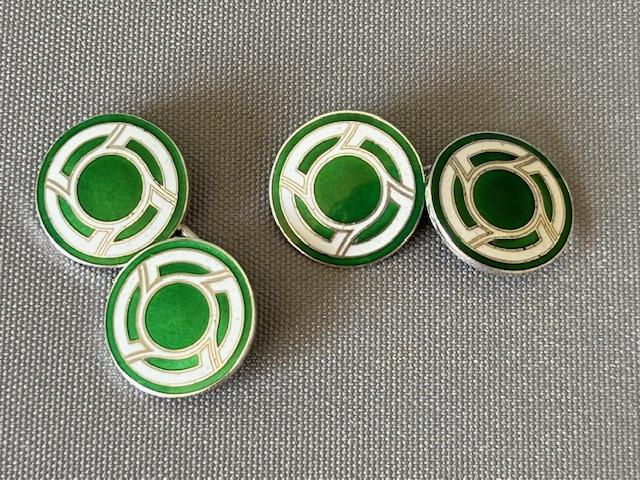 Art Deco Silver & Enamel Cufflinks in Original Box (1 of 6)