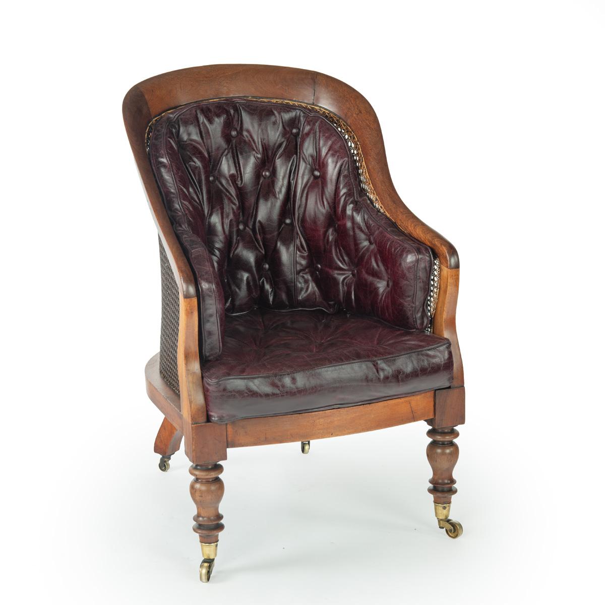 Mid Victorian Mahogany Shaped Bergère Library Chair (1 of 6)