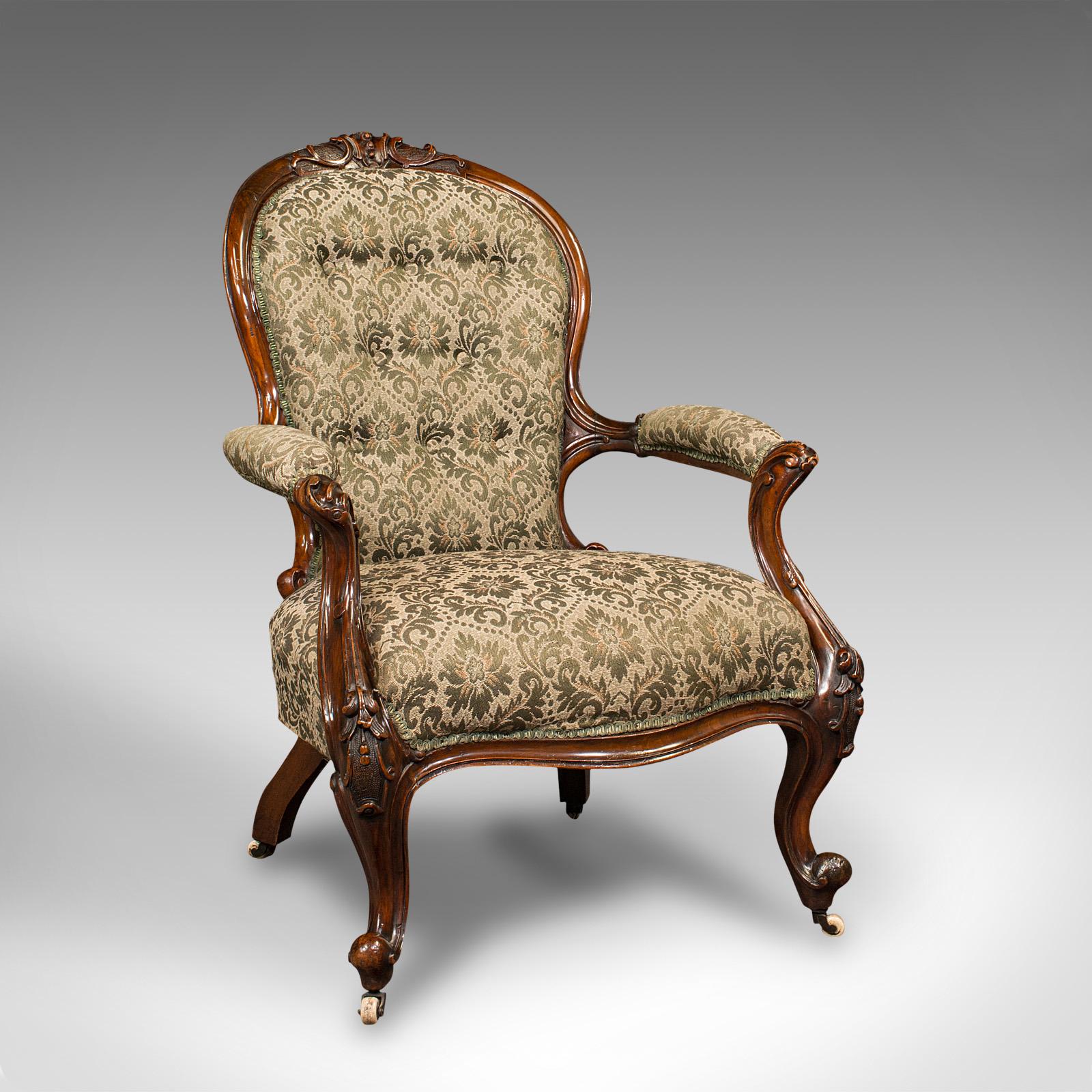 Antique Salon Chair, English, Walnut, Armchair, Early Victorian c.1840 (1 of 12)