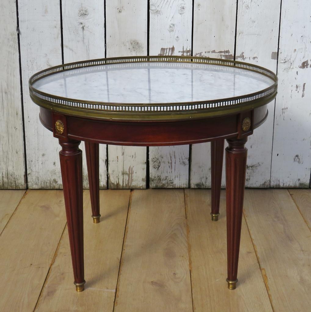 French Marble Top & Mahogany Bouillotte Side Table (1 of 7)