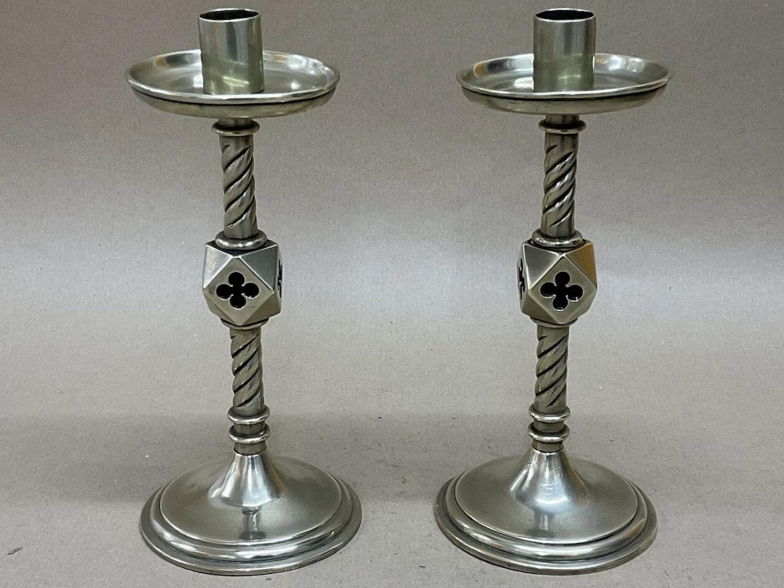 Pair of Arts & Crafts Brass Candlesticks Ecclesiastical, Church, Altar Antique Victorian c.1870 (1 of 6) Pair of Arts & Crafts Brass Candlesticks Ecclesiastical, Church, Altar Antique Victorian c.1870 (1 of 6)