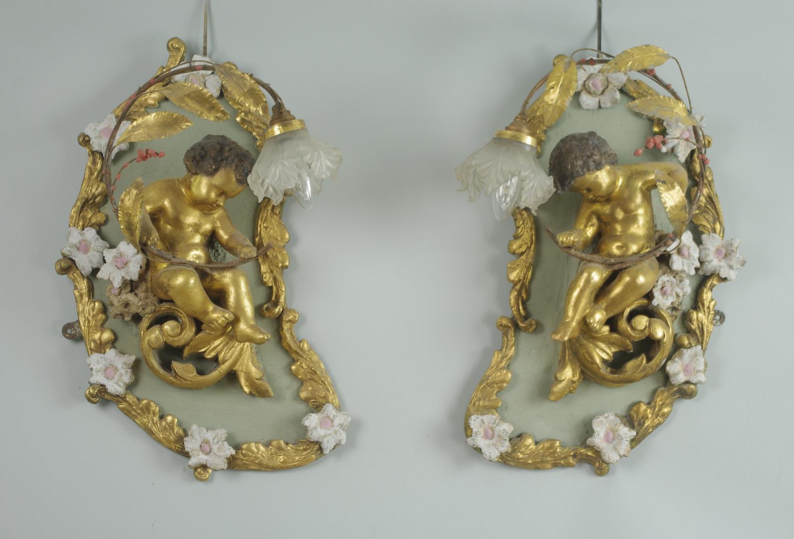 Pair of 19th Century French Gilt Putti Wall Lights (1 of 11) Pair of 19th Century French Gilt Putti Wall Lights (1 of 11)