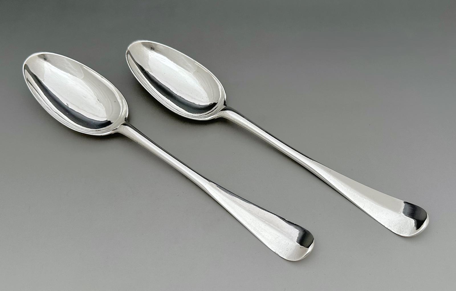 Superb Pair of Mid 18th Century Scottish Silver Serving Spoons (1 of 8)