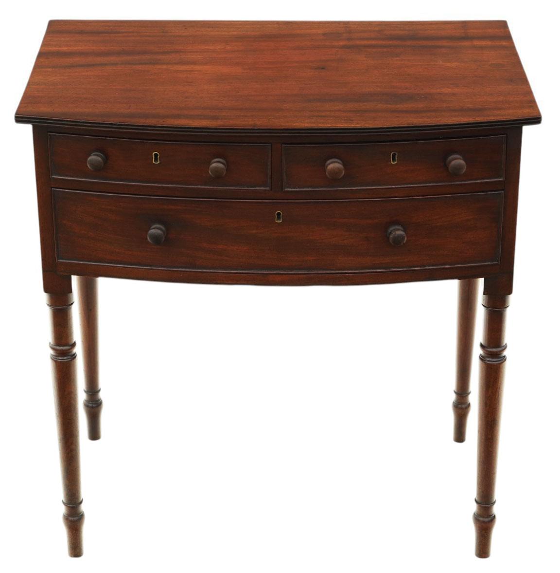 Fine Quality Antique 19th Century Georgian Bow-front Mahogany Writing Table – Desk, Bed Side or Dressing Table (1 of 9) Fine Quality Antique 19th Century Georgian Bow-front Mahogany Writing Table – Desk, Bed Side or Dressing Table (1 of 9)