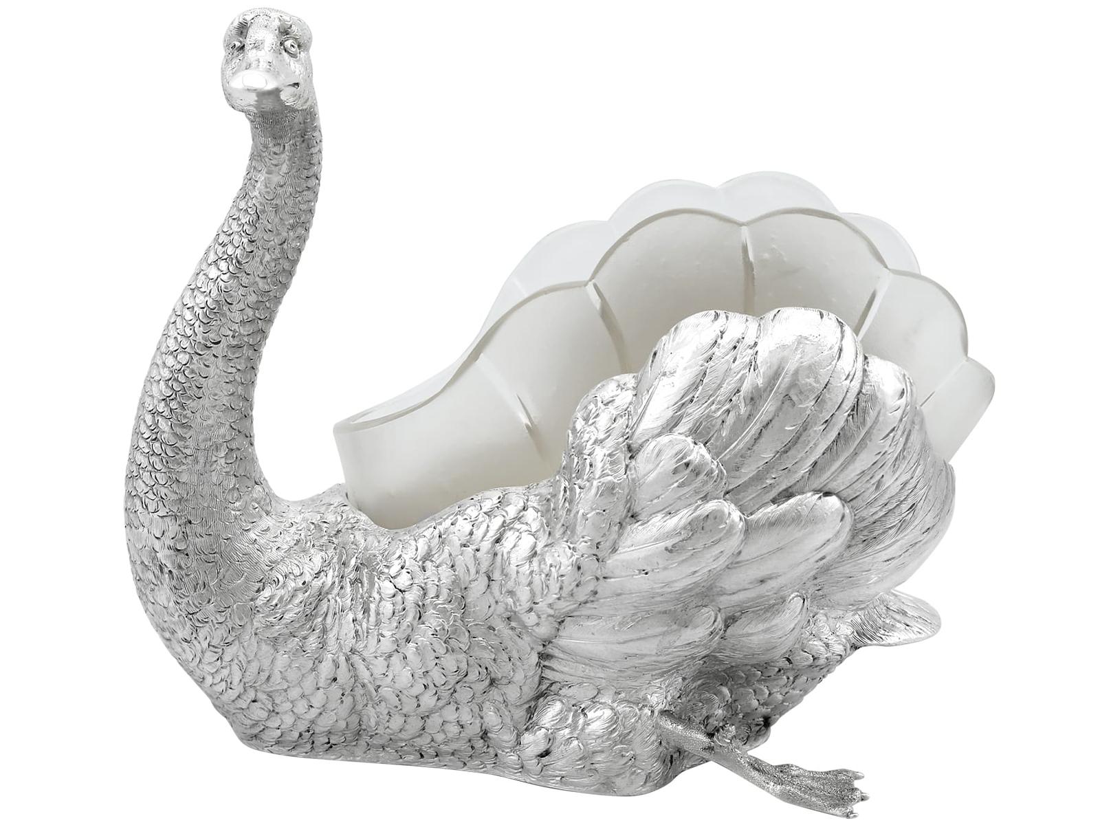 Antique German Silver & Glass Swan Dish / Centrepiece c.1910 (1 of 14)