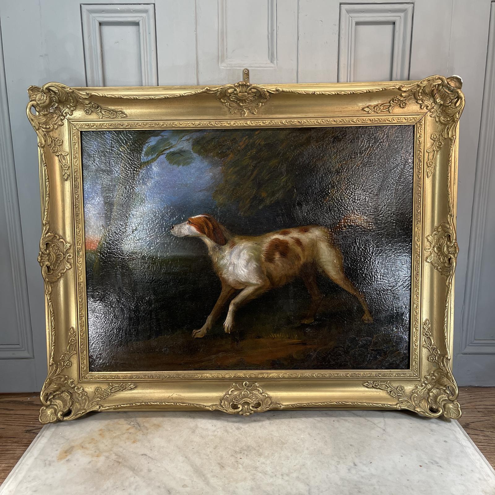 Very Large Antique Oil Painting Portrait Study of Dog (1 of 11)