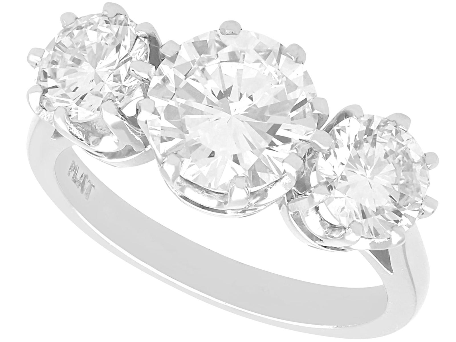 Vintage 3.40ct Diamond & Platinum Trilogy Ring c.1950 (1 of 13)