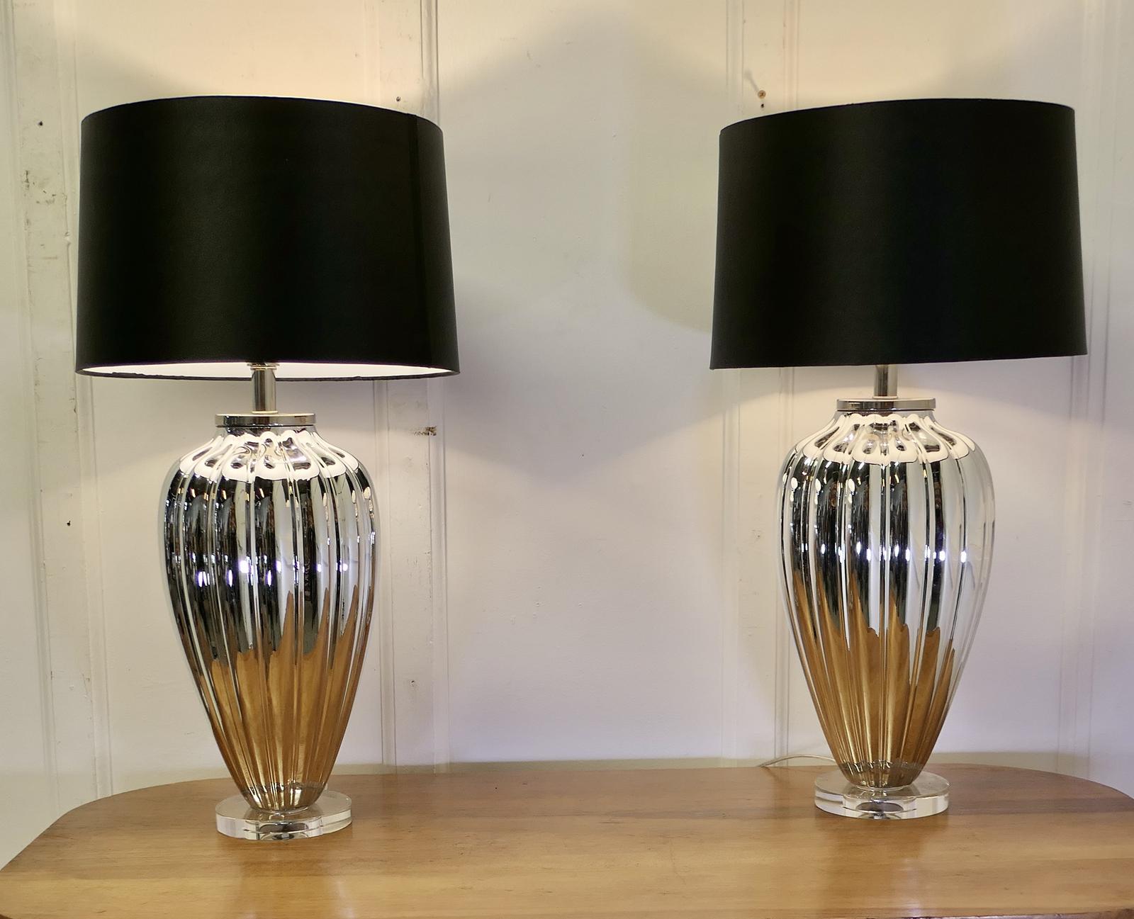Pair of Silvered Glass Table Lamps (1 of 9)