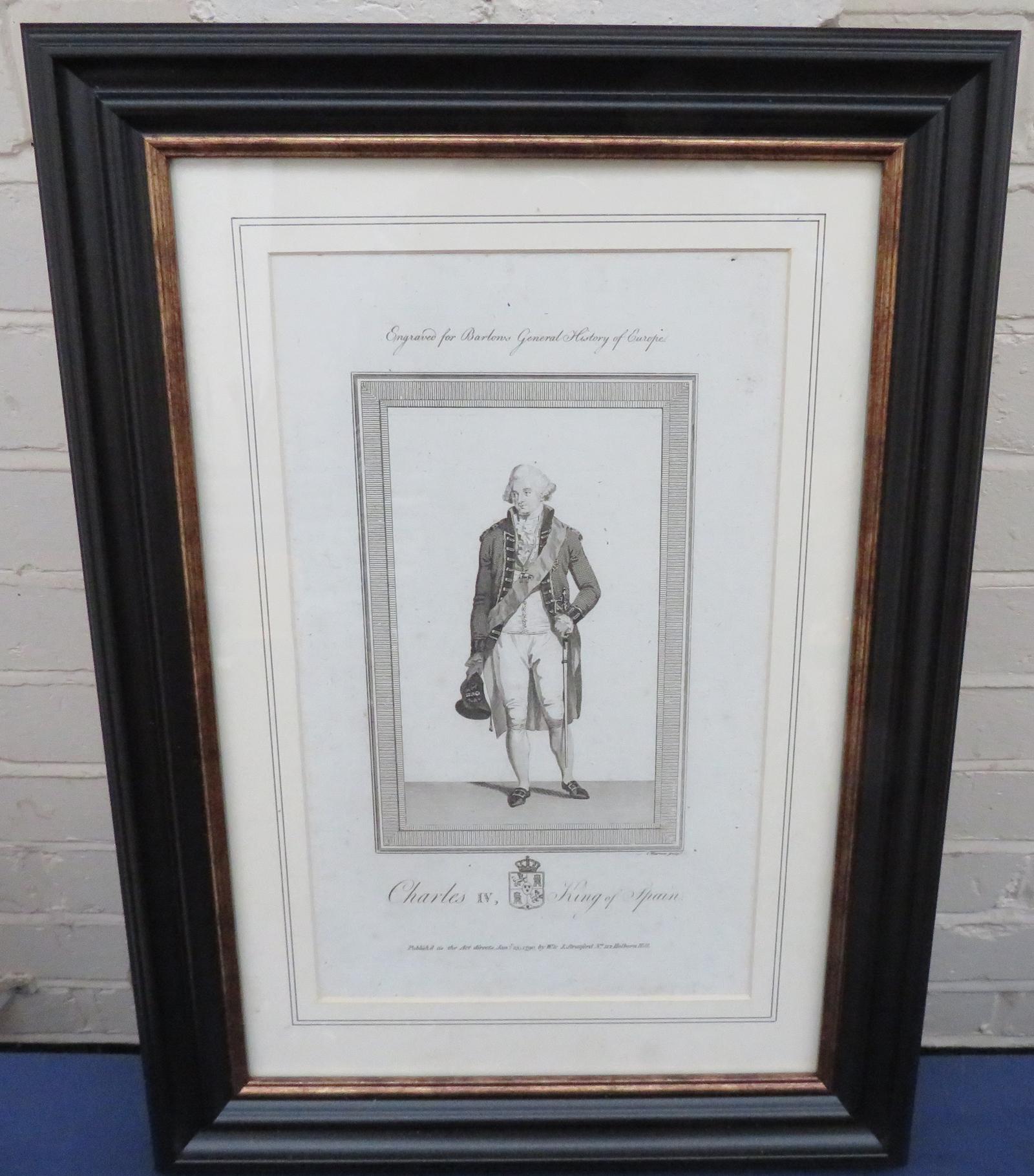 1790 Fine Engraving Charles IV King of Spain (1 of 3)