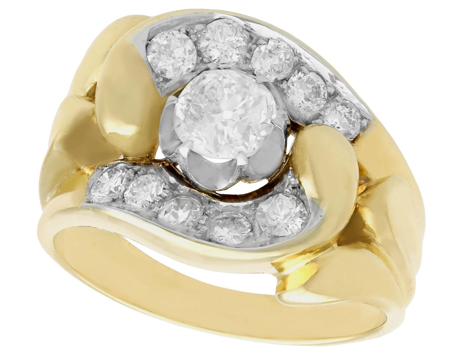 2.25ct Diamond & 15ct Yellow Gold Cocktail Ring - Antique (1 of 12)
