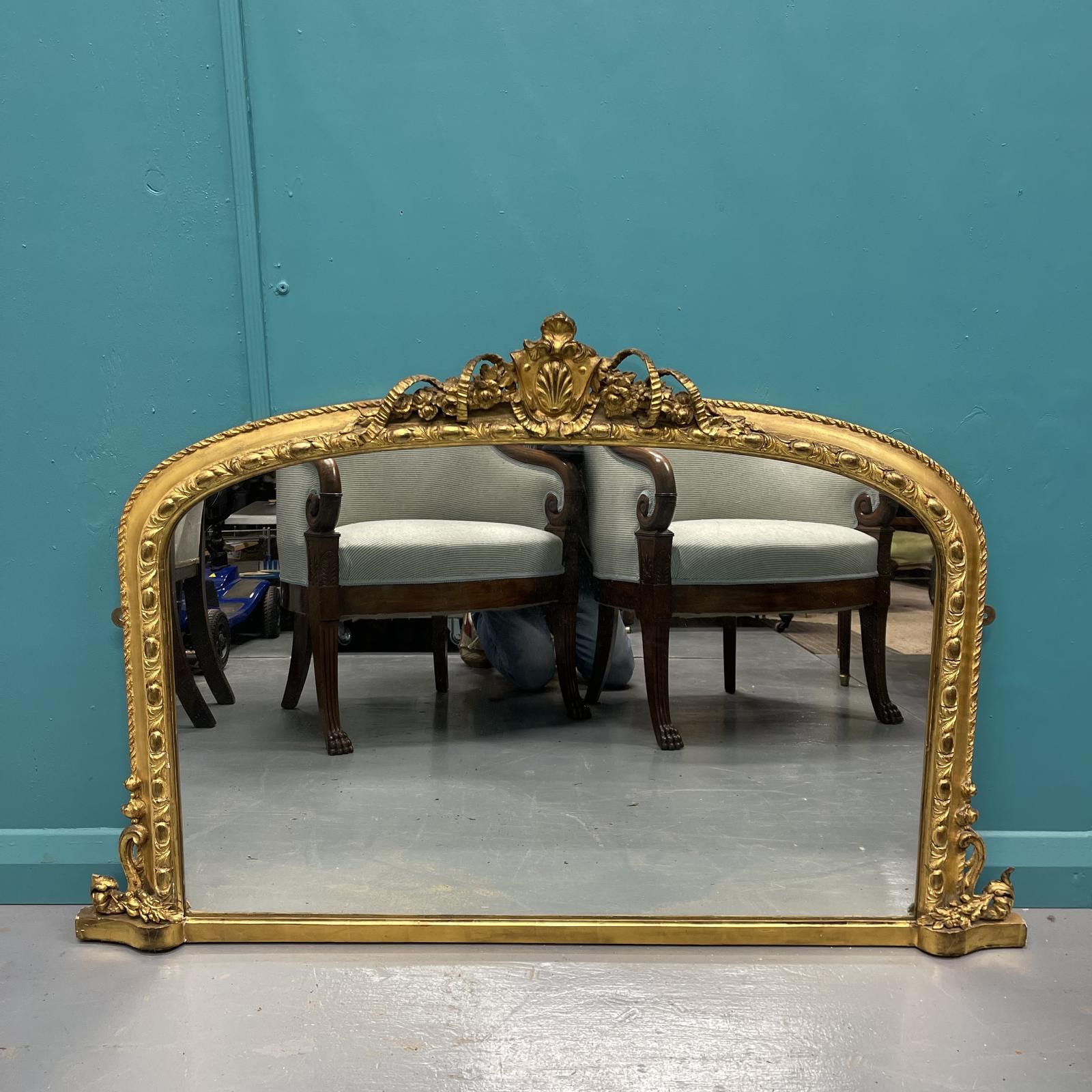 Victorian Gilt Overmantle Mirror with Ribbons (1 of 7) Victorian Gilt Overmantle Mirror with Ribbons (1 of 7)