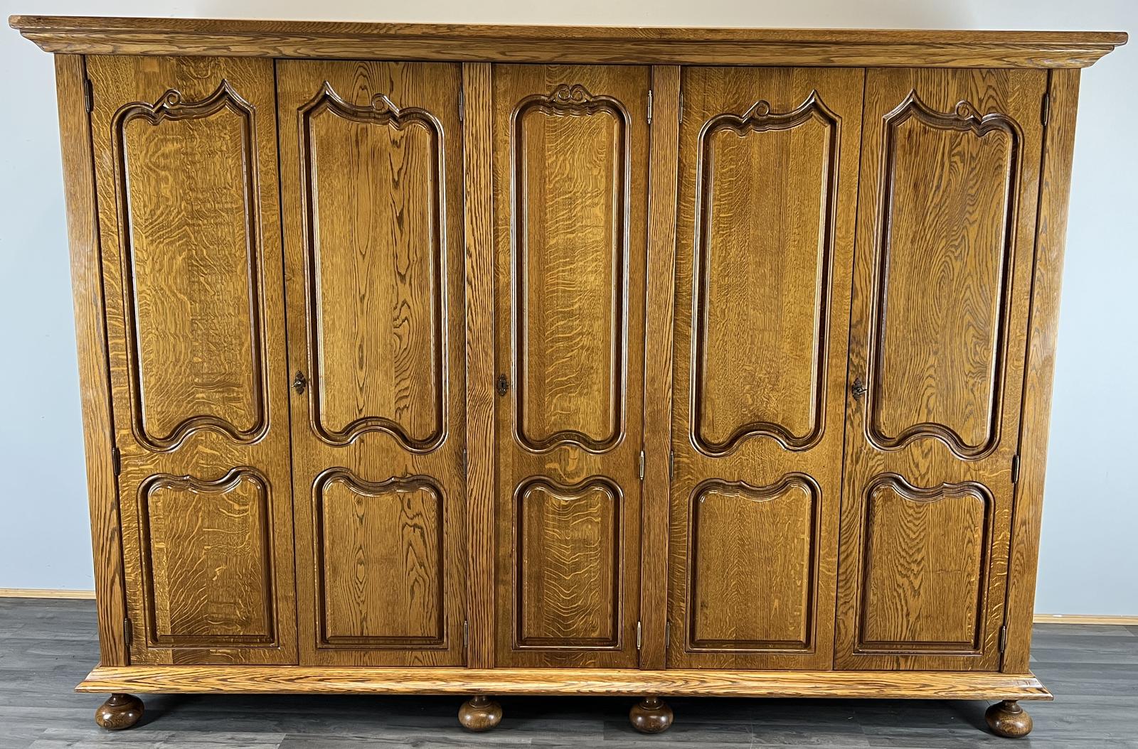 Wardrobe Vintage French Oak Large Armoire Shelves & Hangers (1 of 12)