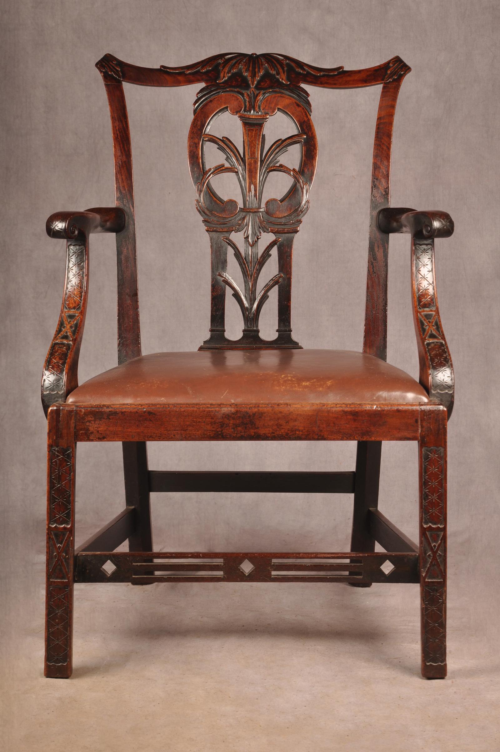 Fine 18th Century Mahogany Chippendale Armchair (1 of 14)