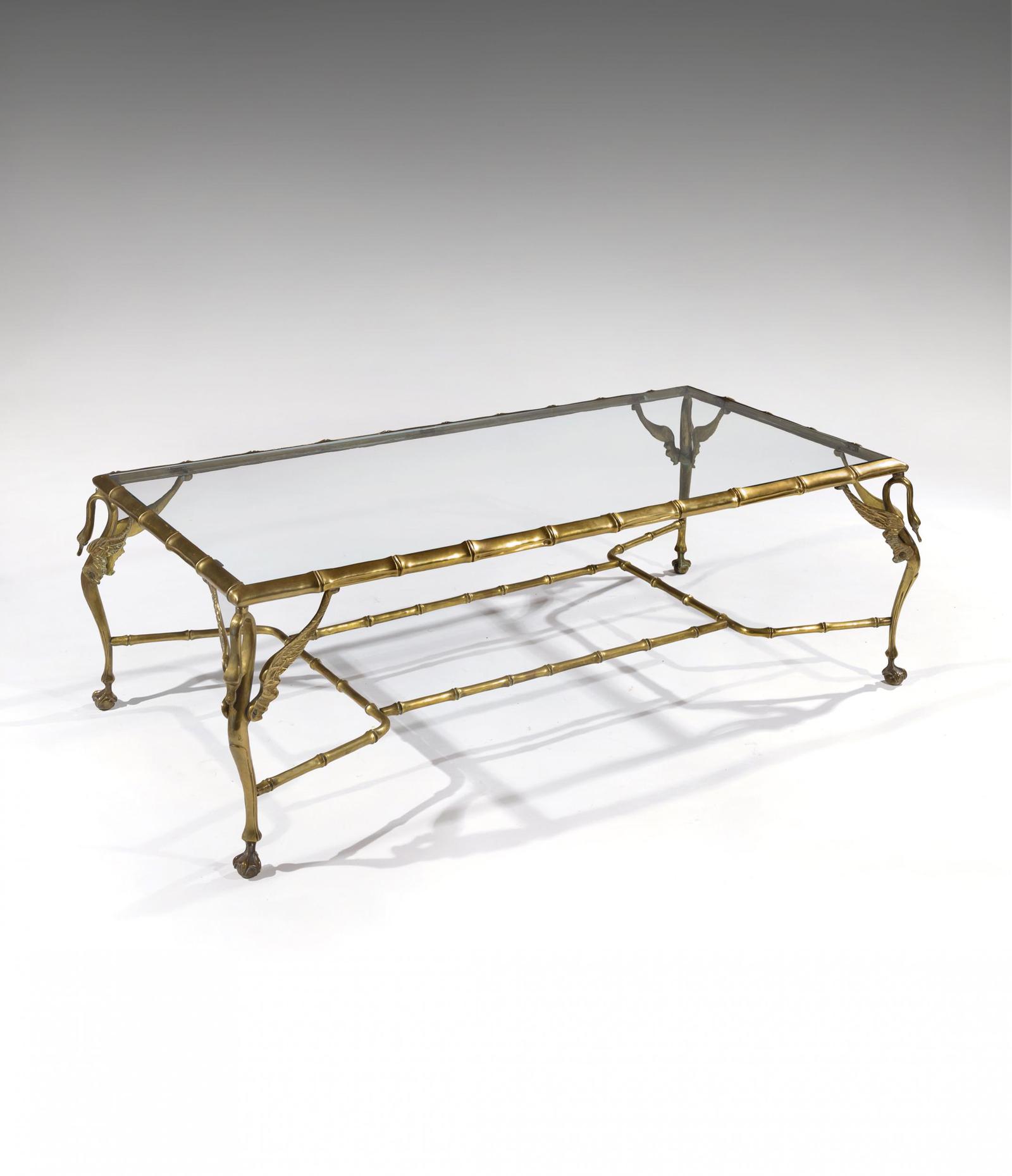 Italian Mid-20th Century Brass Faux Bamboo Swan Coffee Table (1 of 10) Italian Mid-20th Century Brass Faux Bamboo Swan Coffee Table (1 of 10)